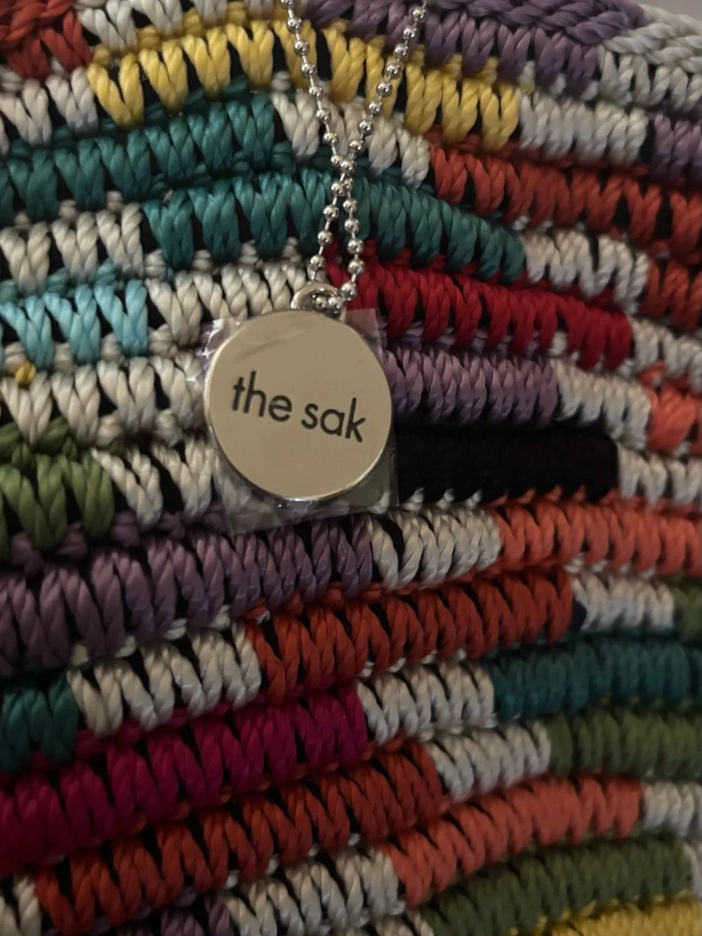 The Sak Multicolored Crochet Tote - Red, Green, Blue, Yellow, Pink, Black, Cream